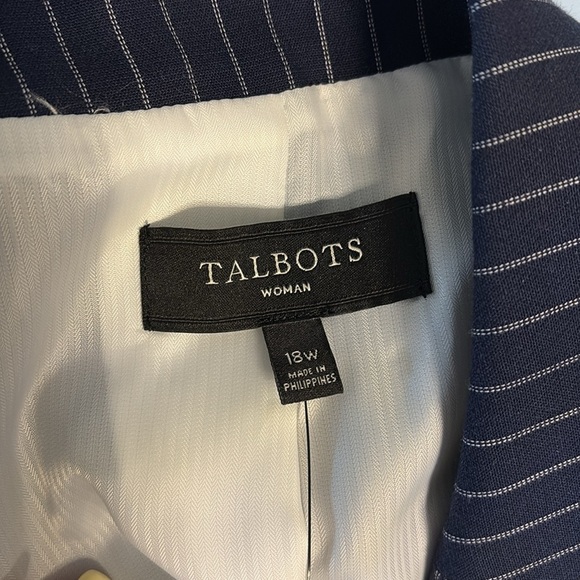 NWT Talbots Blue Pinstripe Blazer Professional Suit Jacket cotton stretch 18W - Picture 7 of 13